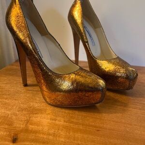 Brian Atwood Metallic Gold Heels